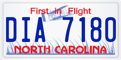 NC license plate DIA7180