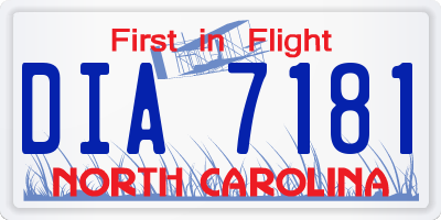 NC license plate DIA7181
