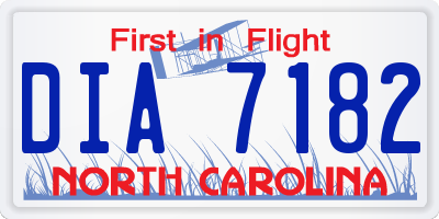 NC license plate DIA7182