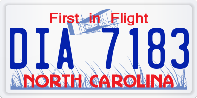 NC license plate DIA7183