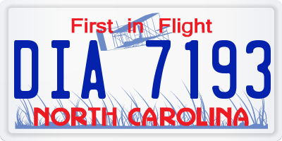 NC license plate DIA7193