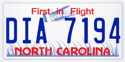 NC license plate DIA7194