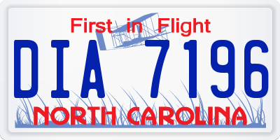 NC license plate DIA7196