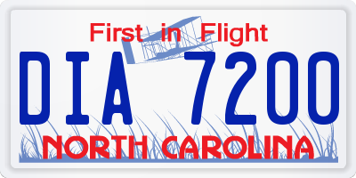 NC license plate DIA7200