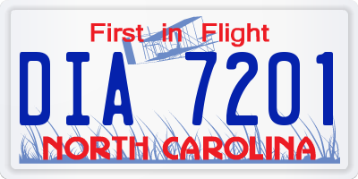 NC license plate DIA7201