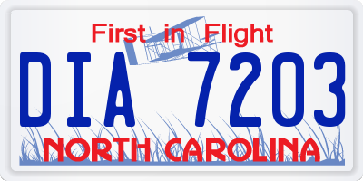 NC license plate DIA7203