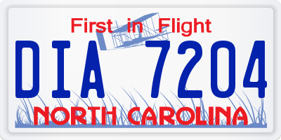NC license plate DIA7204