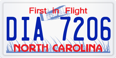 NC license plate DIA7206