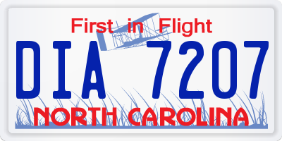 NC license plate DIA7207