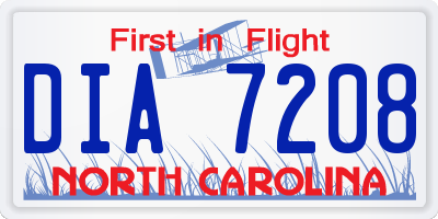 NC license plate DIA7208