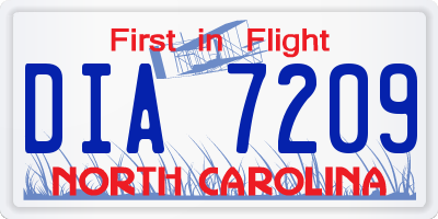 NC license plate DIA7209
