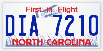 NC license plate DIA7210