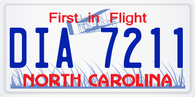 NC license plate DIA7211