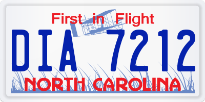 NC license plate DIA7212
