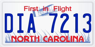 NC license plate DIA7213