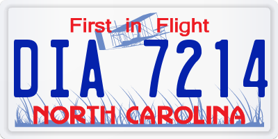 NC license plate DIA7214