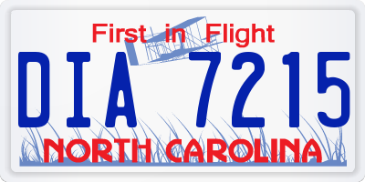 NC license plate DIA7215