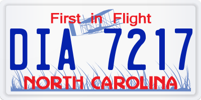 NC license plate DIA7217