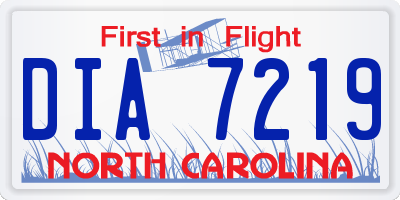 NC license plate DIA7219