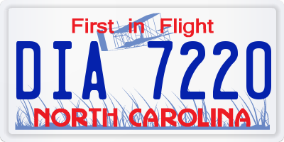 NC license plate DIA7220