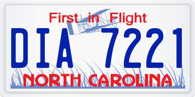 NC license plate DIA7221