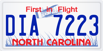 NC license plate DIA7223
