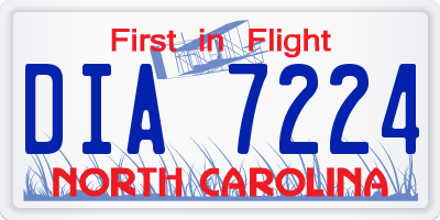 NC license plate DIA7224
