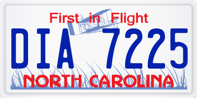 NC license plate DIA7225