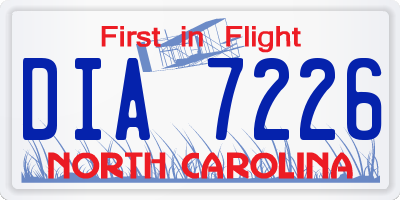 NC license plate DIA7226