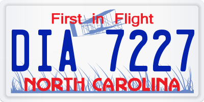 NC license plate DIA7227