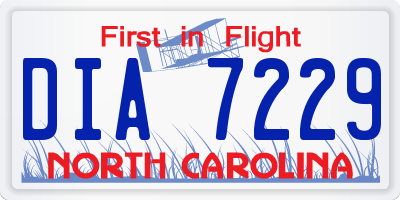 NC license plate DIA7229