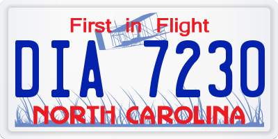 NC license plate DIA7230