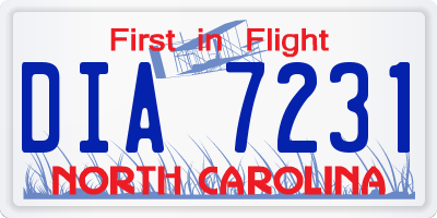 NC license plate DIA7231