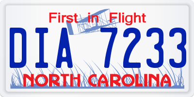 NC license plate DIA7233