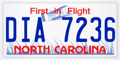 NC license plate DIA7236