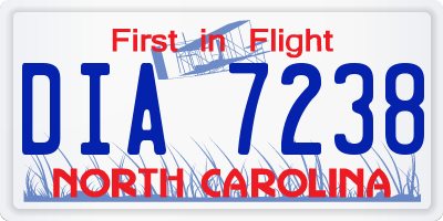 NC license plate DIA7238