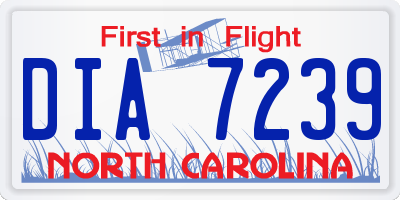 NC license plate DIA7239