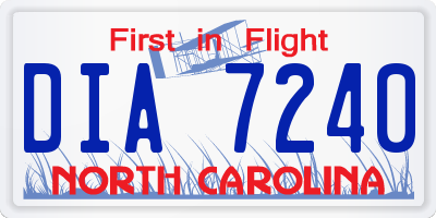 NC license plate DIA7240