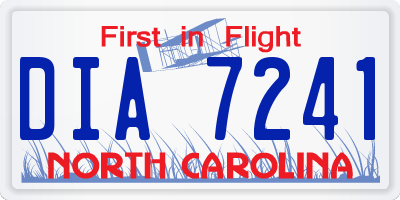 NC license plate DIA7241