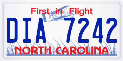 NC license plate DIA7242