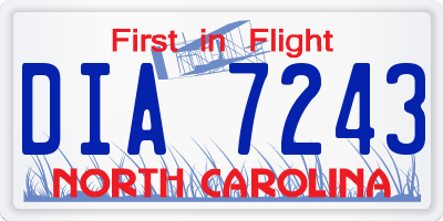 NC license plate DIA7243