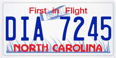 NC license plate DIA7245