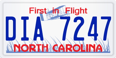 NC license plate DIA7247