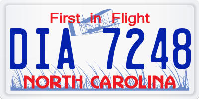 NC license plate DIA7248
