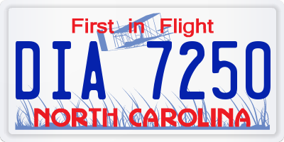 NC license plate DIA7250