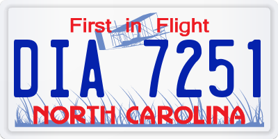 NC license plate DIA7251