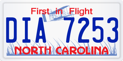 NC license plate DIA7253
