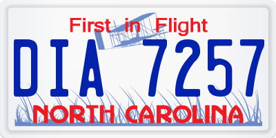 NC license plate DIA7257