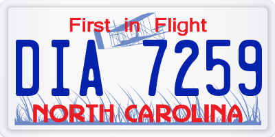NC license plate DIA7259