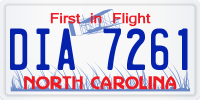 NC license plate DIA7261